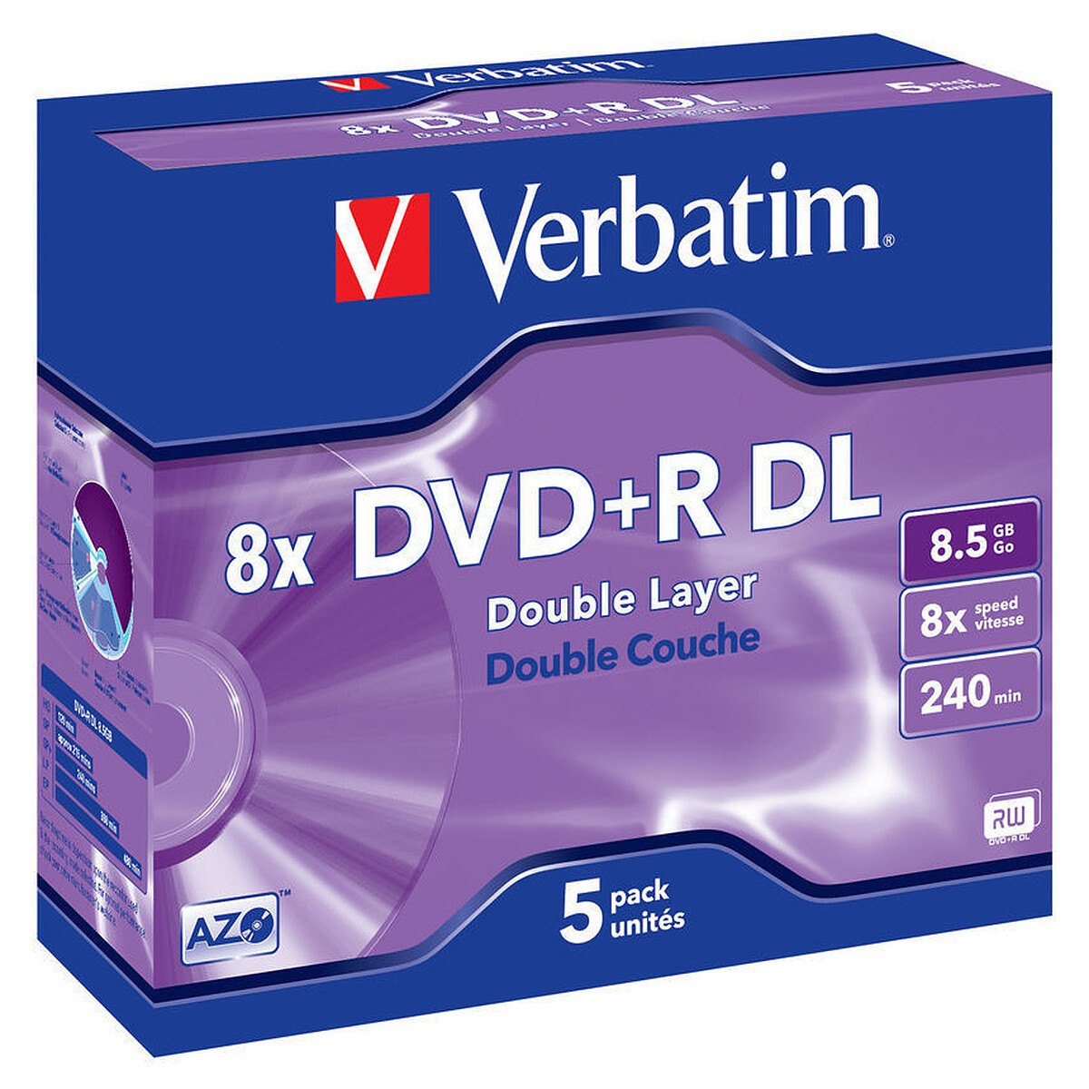 Verbatim DVD+R DL 8.5 Go 8x 240 min (par 5, boitier jewel)