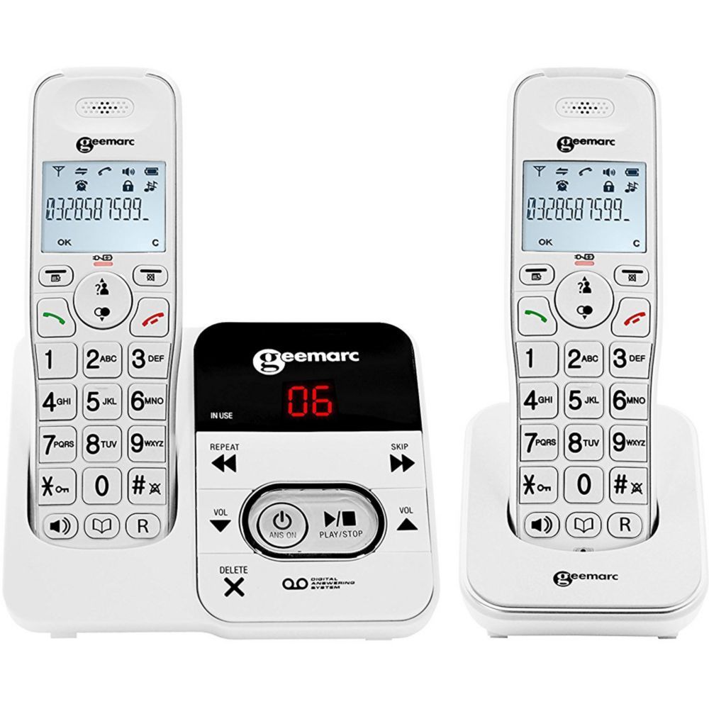 Geemarc Amplidect 295-2 Cordless Phone, White (2 Handsets)