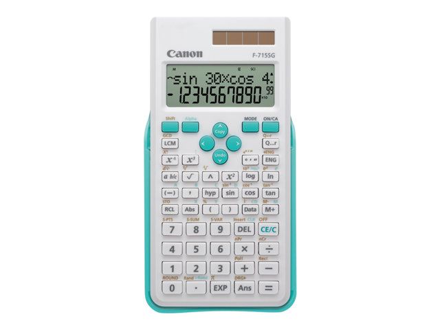 Canon F-715SG Scientific Calculator - 10+2 Operations, Solar & Battery Power - White with Blue