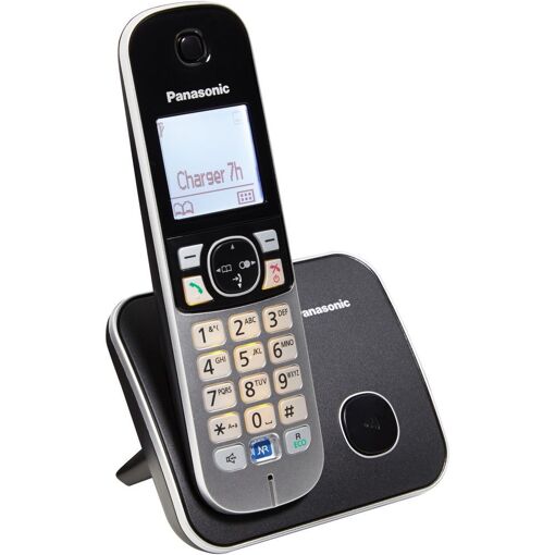 Panasonic KX-TG6811 - Téléphone sans fil avec identification de l'appelant - DECTGAP - Noir