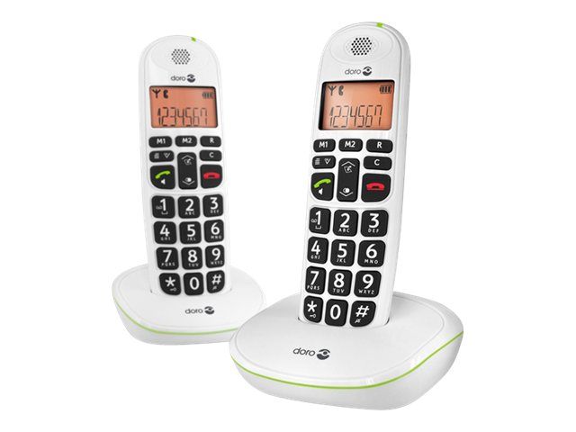 Doro PhoneEasy 100W Duo - Teléfono inalámbrico con identificación del llamante - DECTGAP - Negro + Terminal adicional