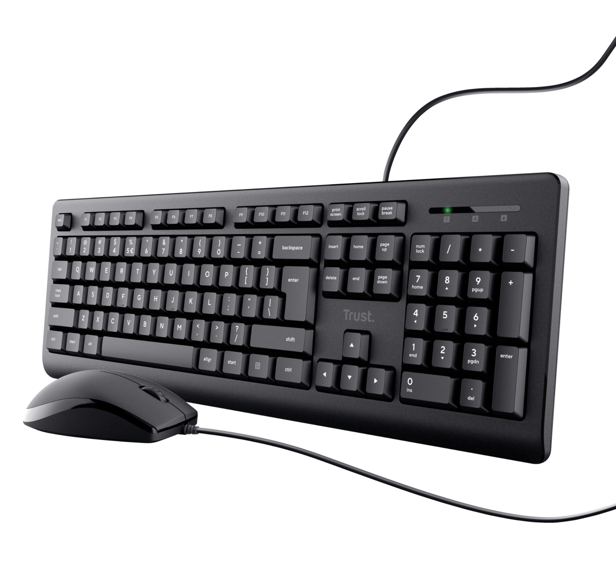 Trust Taro Pack Keyboard and Mouse - French AZERTY Keyboard, Splash-Proof, Silent, 1.8m USB Cable