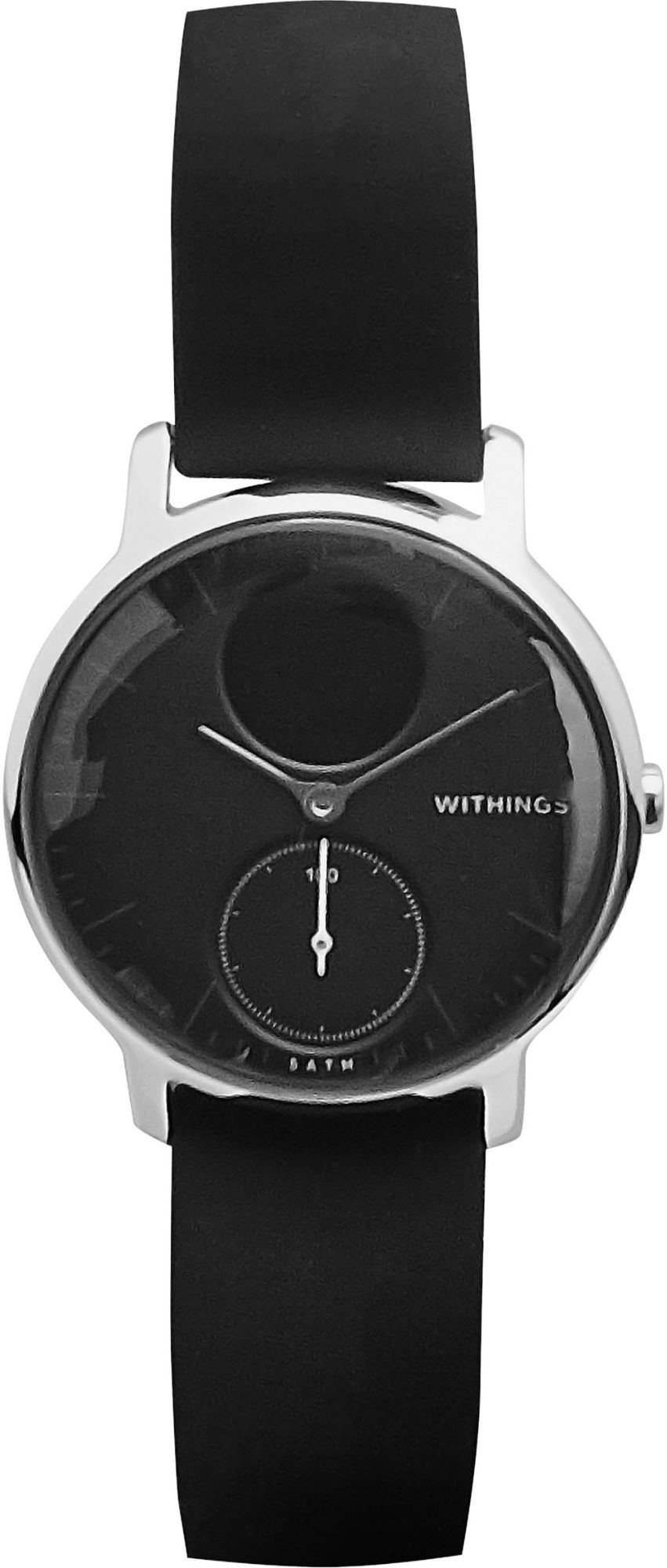 Withings Steel HR 36 mm Acier Inoxydable Montre de Suivi d'Activité avec Bracelet en Silicone - Noir