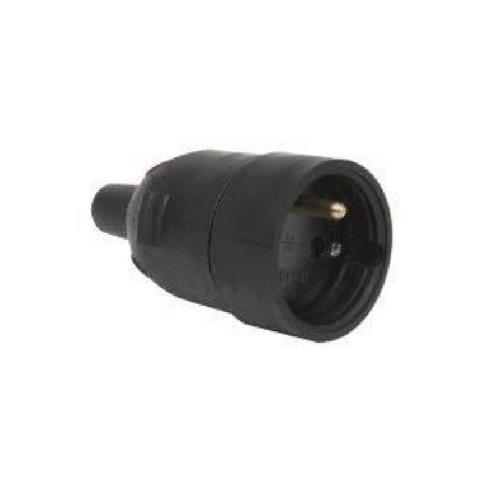 Debflex 2-Pin + Ground Rubber Female Connector, Black