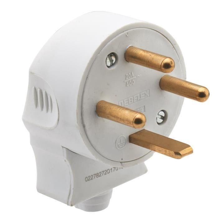 Debflex 3P+T 20A Male Plug, White