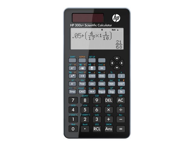 HP 300s+ Solar-Powered Scientific Calculator, 15-Digit Display, Black