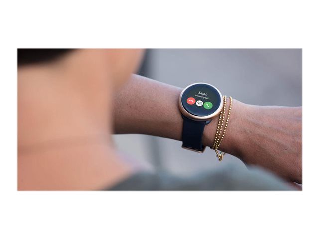 Monre intelligente MyKronoz ZeRound2 - 45 mm - Or rose - Bande en silicone bleue - Affichage 1,22" - Bluetooth - 57 g