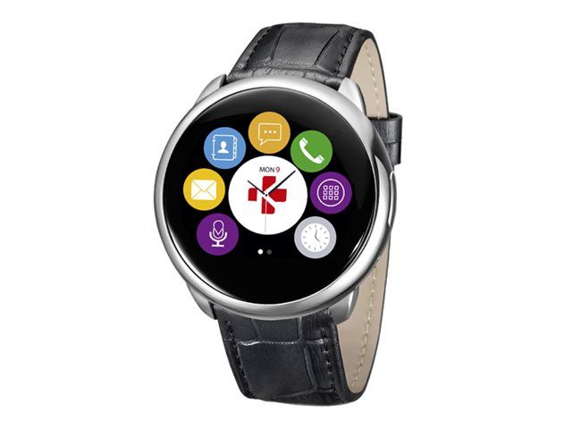 MyKronoz ZeRound Premium - 45mm - Silver - Smartwatch with Leather Strap - Black - 1.22' Display - 128MB - Bluetooth - 56g