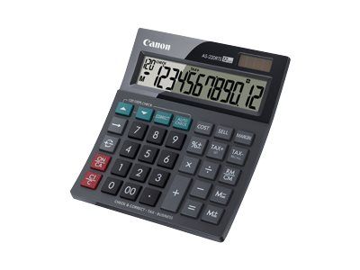 Canon AS-220RTS Desktop Calculator - 12-Digit Solar and Battery Powered - Dark Grey