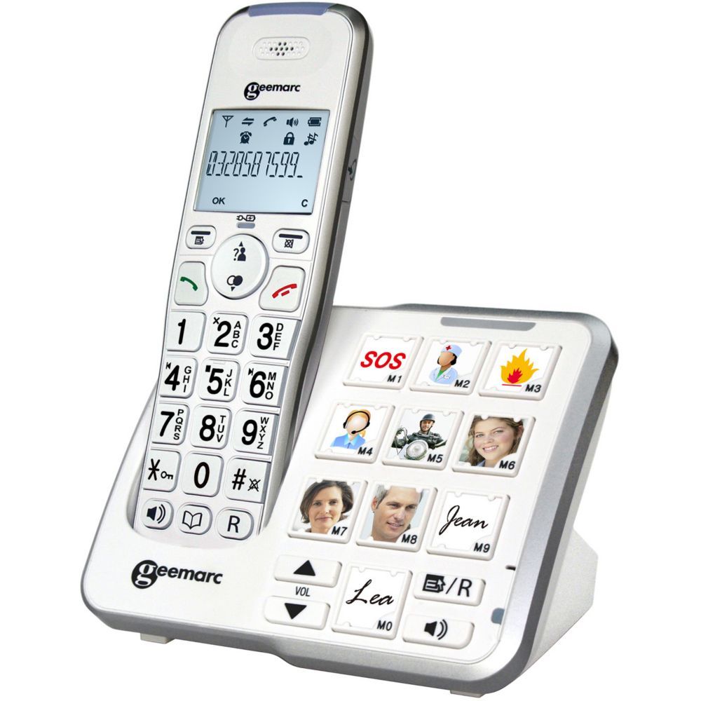 Geemarc Amplidect 295 Photo Wireless Phone - White (Size: Large, Color: White, Capacity: 1000 Contacts)