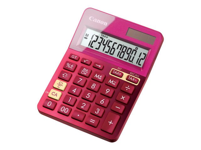 Canon LS-123K Desk Calculator - 12 Digit - Solar & Battery Power - Metallic Pink