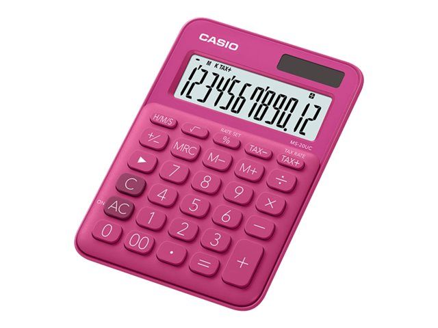 Casio MS-20UC Solar/Battery Desk Calculator - Red