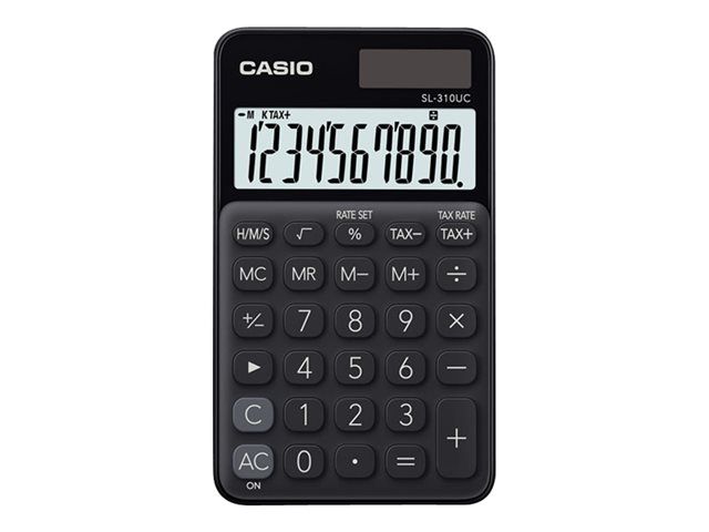 Casio SL-310UC Pocket Calculator - 10-Digit - Solar Panel and Battery - Black