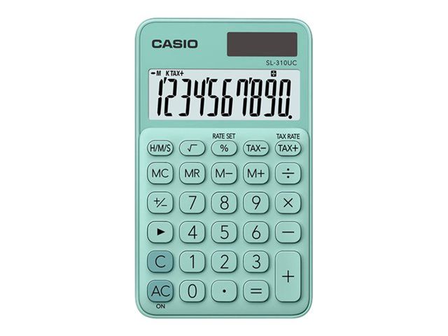 Casio SL-310UC Pocket Calculator - 10 Digit - Solar Panel & Battery - Green