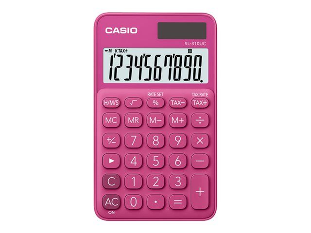 Casio SL-310UC Pocket Calculator - 10-Digit Solar & Battery Powered - Red