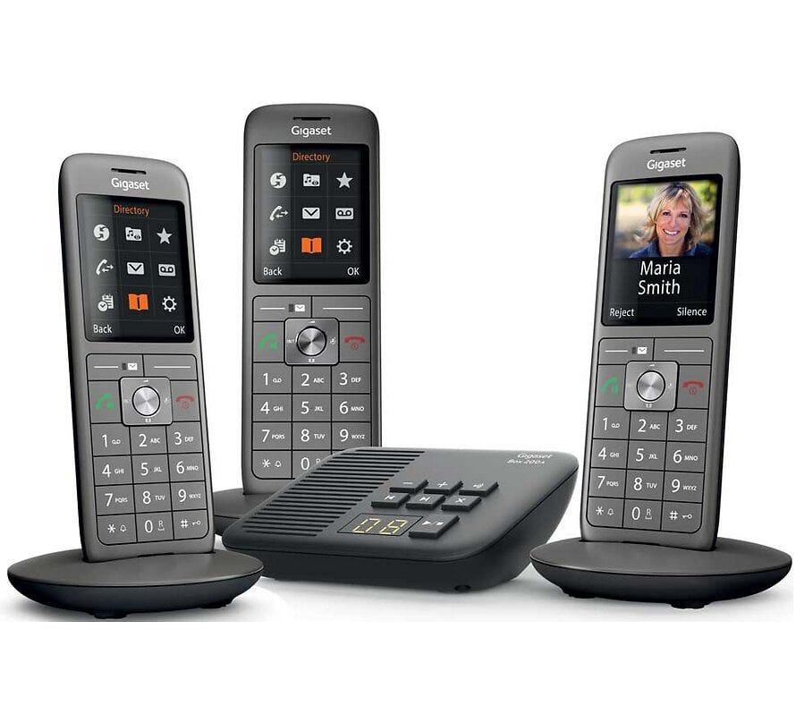 Système téléphonique sans fil Gigaset CL660A Trio - Noir/Gris anthracite avec identification de l'appelant et DectGAP