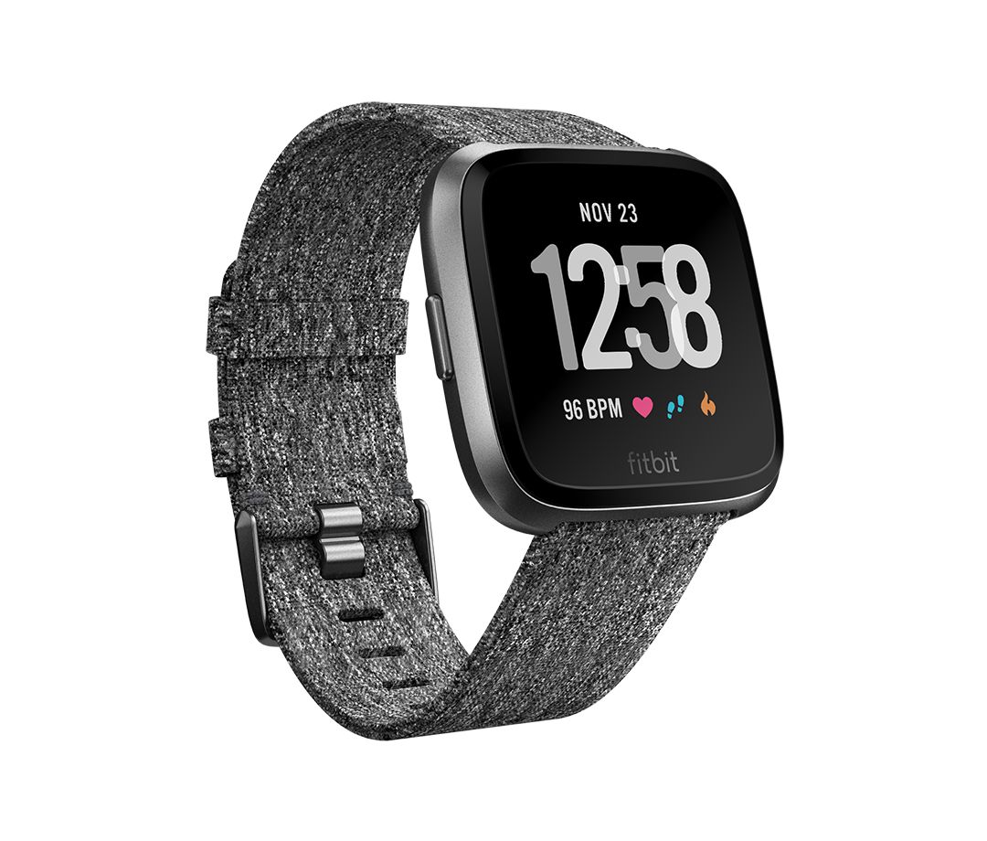 Fitbit Versa SE - Black - Smartwatch with Woven Strap - Charcoal Black - Bluetooth, NFC