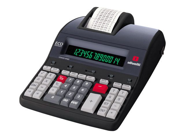 Olivetti Logos 914T - 14-Digit Calculator with Printer - LCD - Adapter