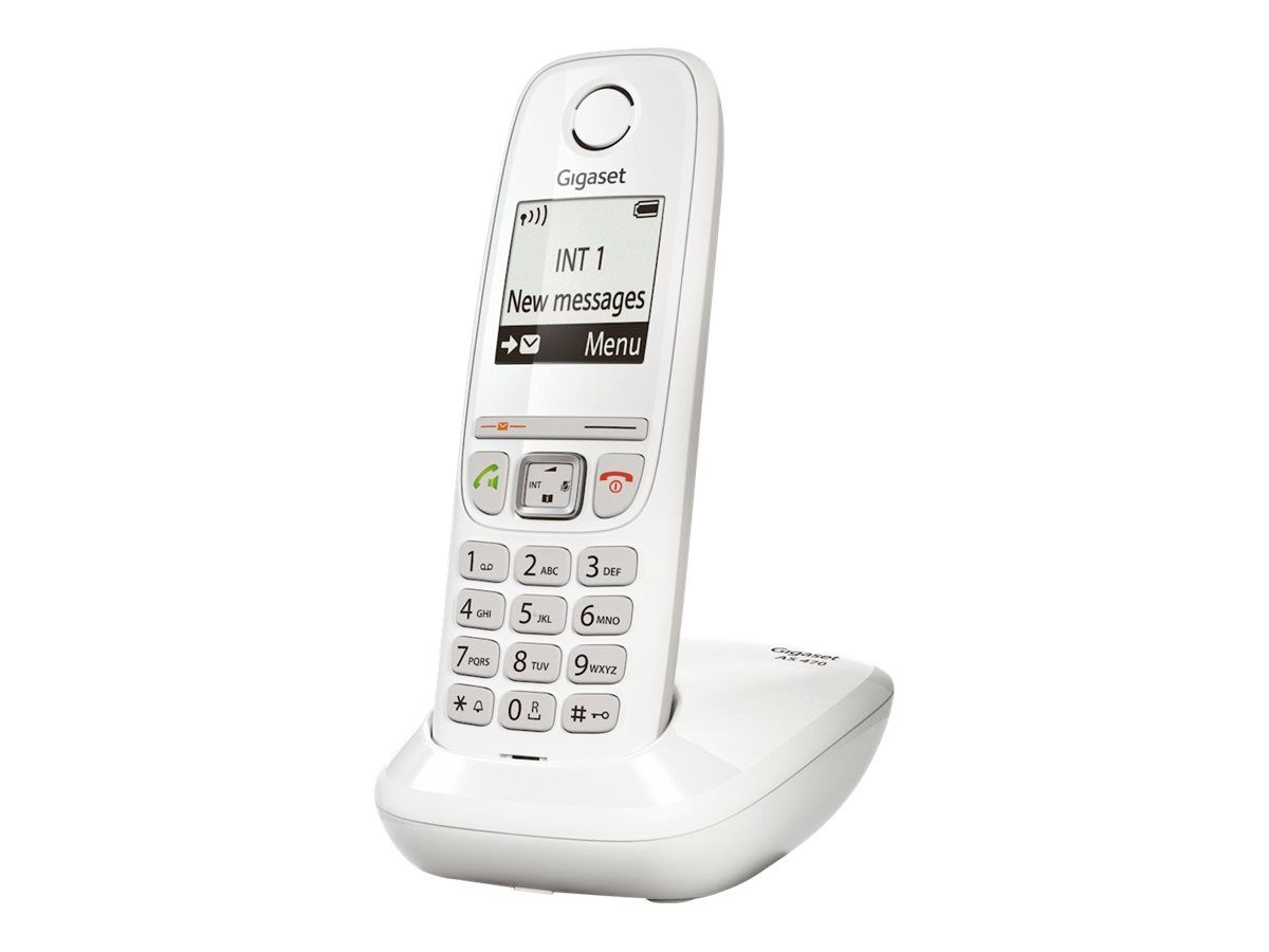 Gigaset AS470 - Wireless Phone with Caller ID - DECTGAP - Three-way Calling - White