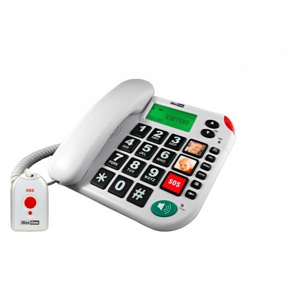 MaxCom Desktop Phone with Large Keys and SOS Button, KXT 481 - White