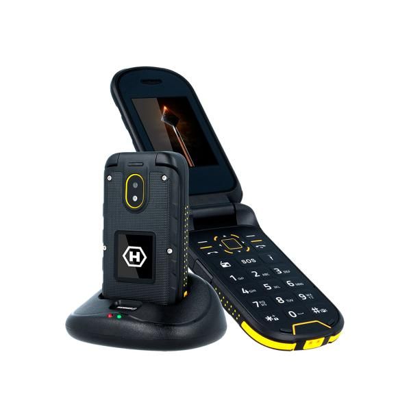 Myphone Hammer Bow+ - Black Yellow Rugged Smartphone IP68 3G Dual Sim 2.4' Screen 2MP Camera Bluetooth Charger Base