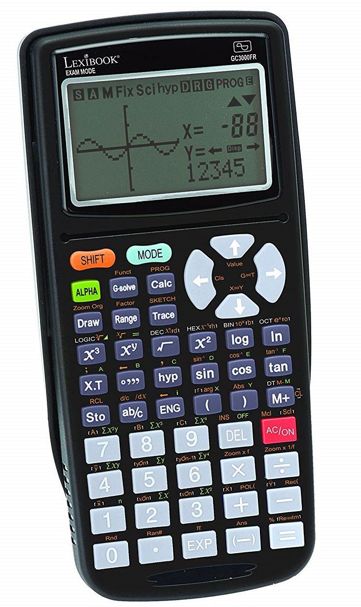 Lexibook Graphical Calculator GC3000FR, 262 Scientific Functions, Exam Mode, Statistics, Black