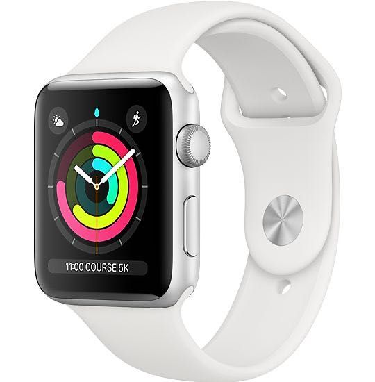 Apple Watch Series 3 (GPS) - 38mm Silver Aluminium Case with White Sport Band (Size: 130-200mm)