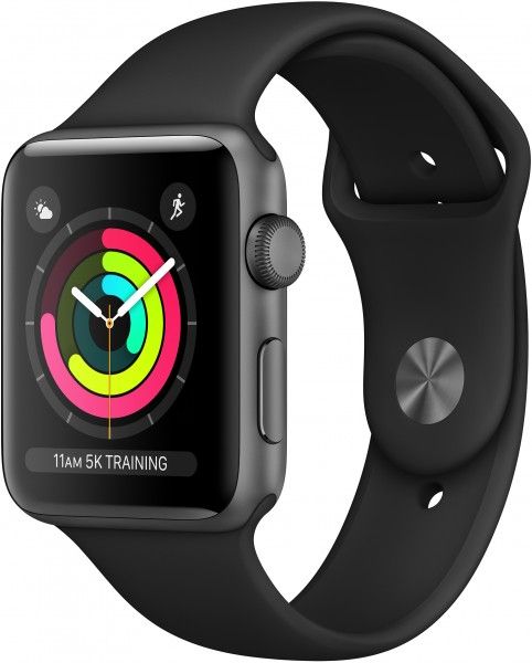 Apple Watch Series 3 (GPS) - 42mm Aluminum Space Grey Case with Black Sport Loop (140-210mm Wrist)