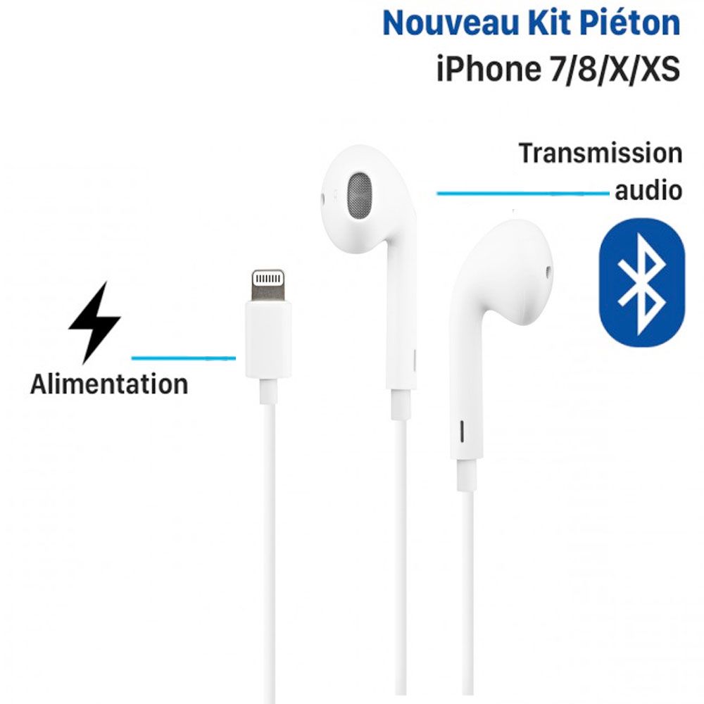 Kabiloo Stereo Hands-Free Kit for iPhone 7/8/X/XS/XR/XS Max - White