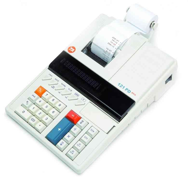 Triumph Adler 121 PD Eco Desktop Calculator with Printer (White, 12 Digits)