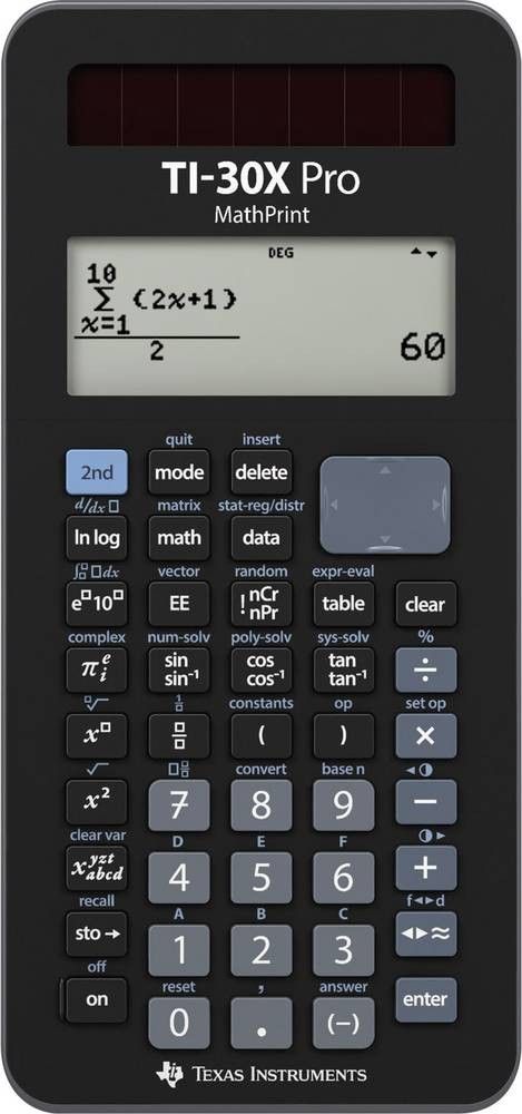 Texas Instruments TI-30X Pro MathPrint Black Calculator with Solar Power