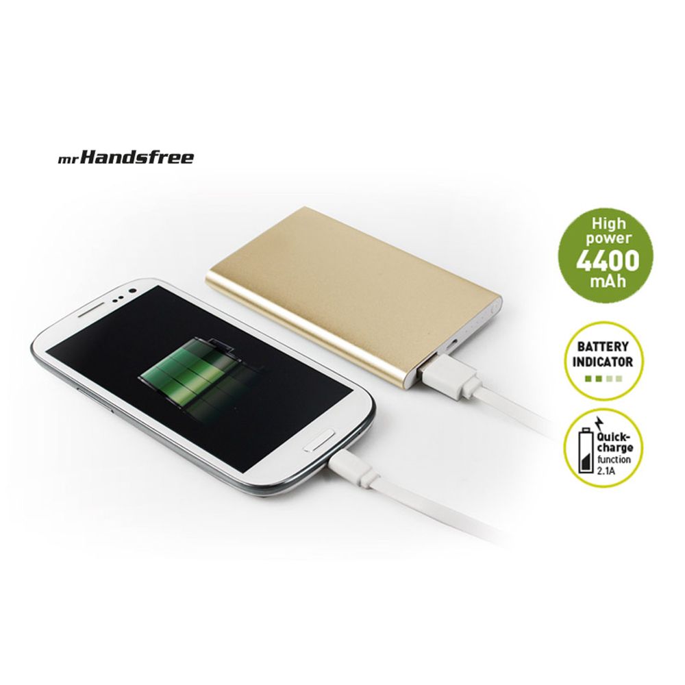 Mr HandsFree 4400mAh Power Bank - Gold