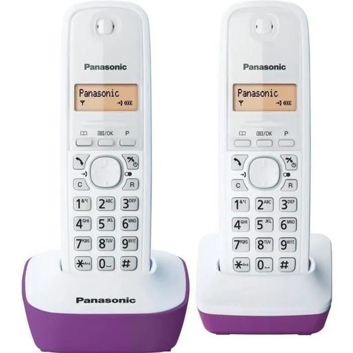 Teléfono inalámbrico Panasonic Dúo DECT sin contestador Púrpura