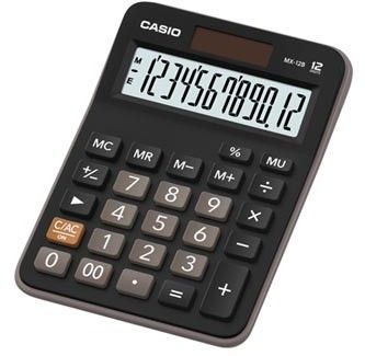 Casio MX 12B Calculator, Black Desk Model