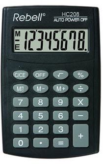 Rebell Calculatrice RE-HC208 BX, Black, Pocket, 8-digit