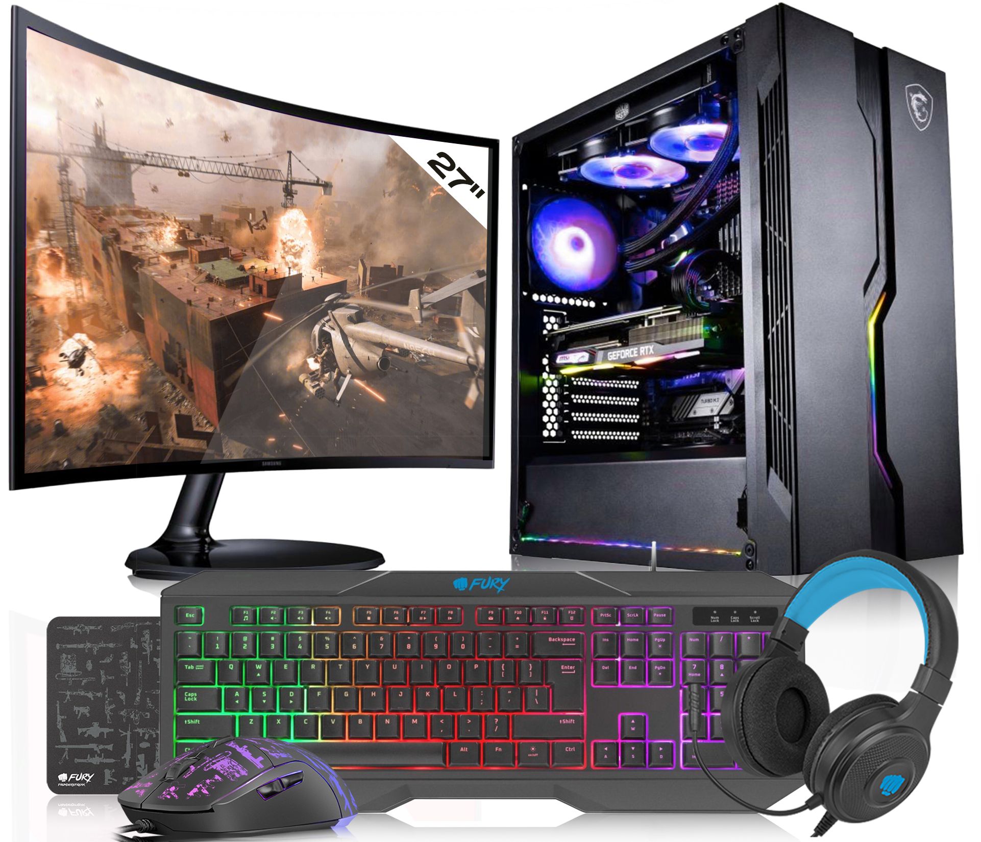 VIST Gaming PC - Ryzen 7 5700G, 32GB RAM, RX Vega8, 1TB SSD, 27" LCD, Windows 11 Pro