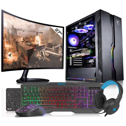 PC de juego VIST - Ryzen 7 5700G, 32GB de RAM, RX Vega8, 1TB SSD, Pantalla LCD 27", Windows 11 Pro