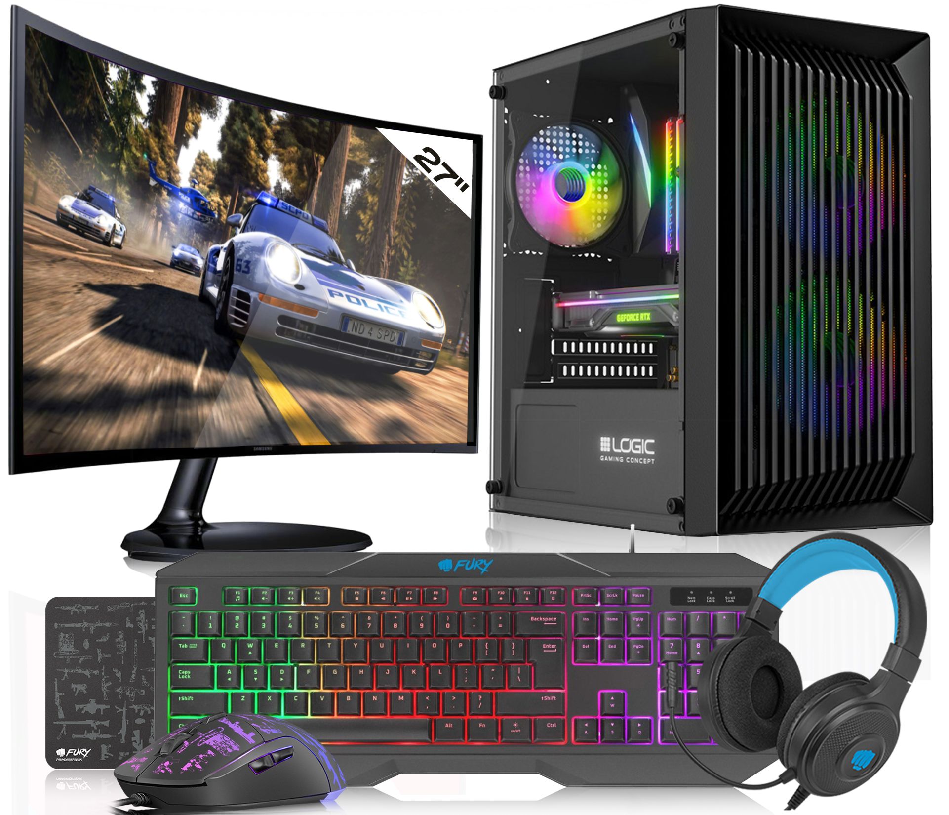 Kit de jeu VIST avec Ryzen 7 5700G - 32 Go de RAM - RX Vega - SSD 1 To - Écran LCD 27' - Windows 11 Pro