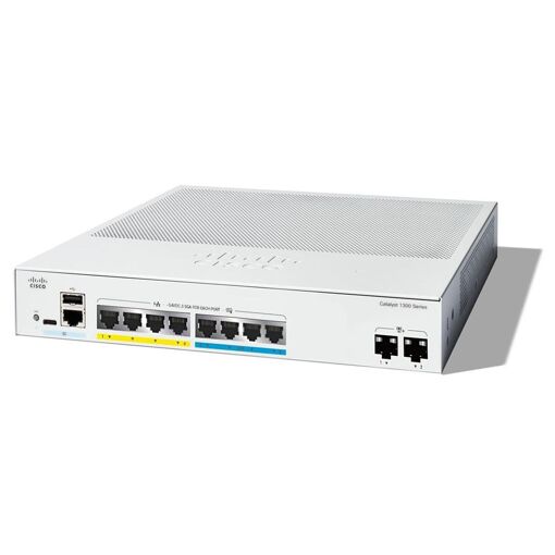Commutateur Cisco Catalyst 1300 - Géré C3 - 8 ports Ethernet Gigabit + 4x 10/1000/2,5G + 2x 10 Gb SFP+ - Montable en rack - PoE+ (120W)