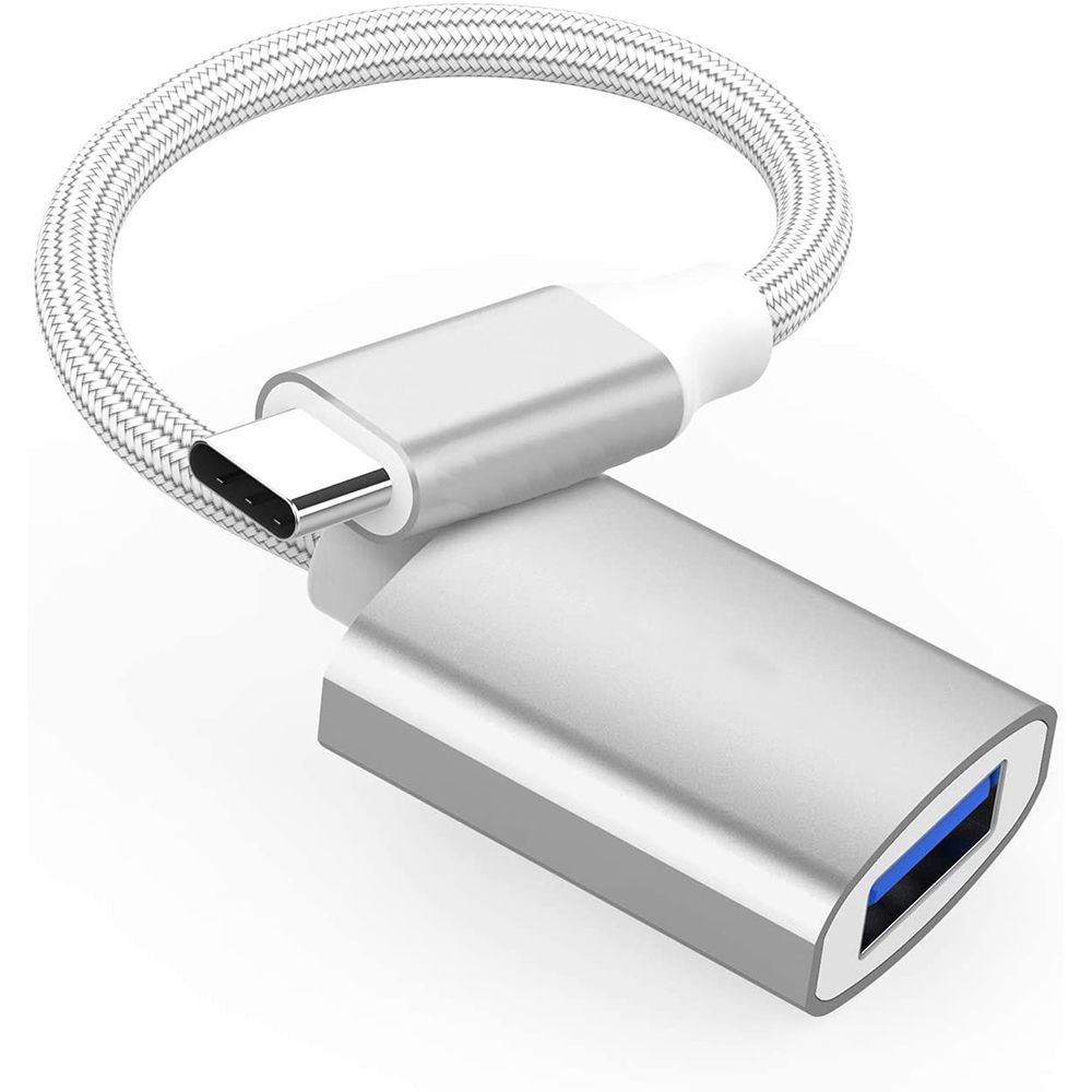 USB-C to USB Adapter for MacBook, iMac, Mac Mini - Nylon and Aluminium White - E.F.Connection