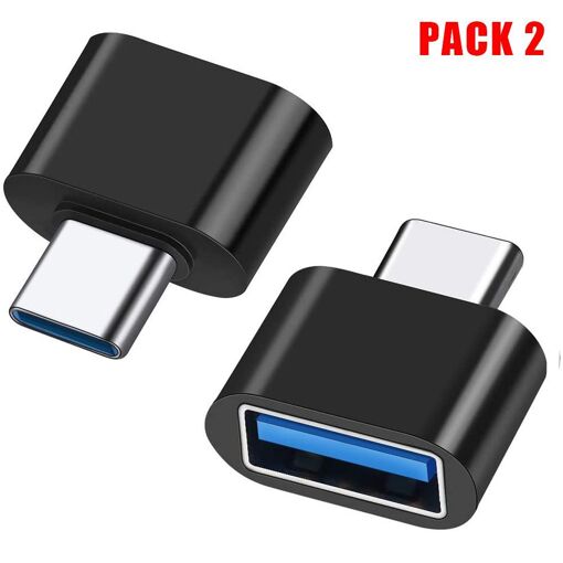 Adaptadores E.F.Connection USB-C a USB (paquete de 2) - Negro
