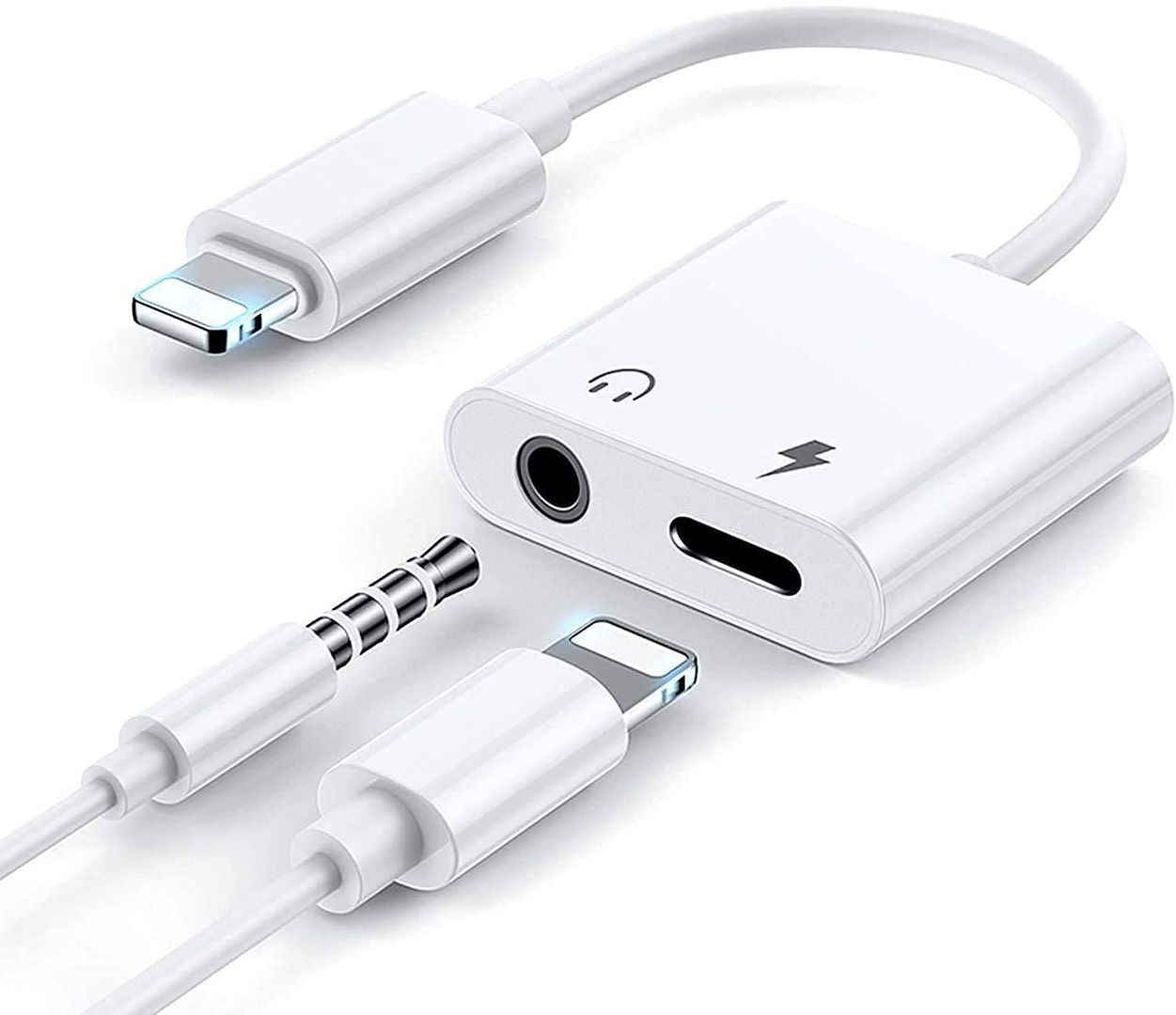 Lightning to Mini Jack 3.5mm Adapter, 2-in-1 Lightning Converter for iPhone iPad - E.F.Connection