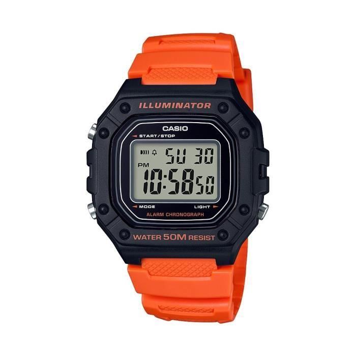 Reloj deportivo Casio W-218H-4B2VEF - Hombre - Naranja - 5 barras