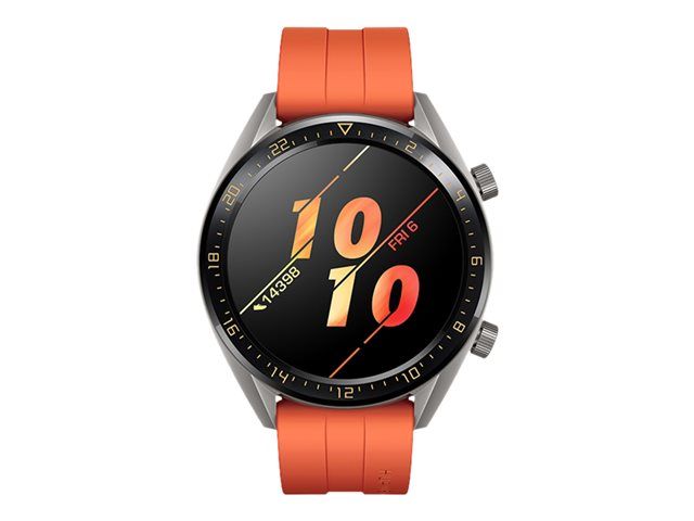Huawei Watch GT Active - 46mm - Stainless Steel Grey Titanium - Smartwatch with Strap - Fluoroelastomer - Orange - Wrist Size: 140-210mm - 1.39" Display