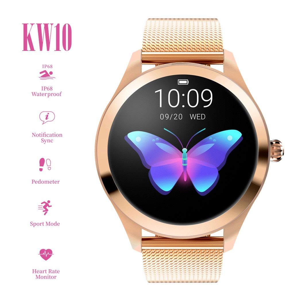 Kw10 Smartwatch, IP68 Waterproof Heart Rate Monitor Fitness Bracelet
