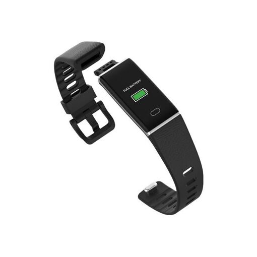 MyKronoz ZeTrack Fitness Tracker - Silver - Black Band - 0.96" Display - Bluetooth - 20g