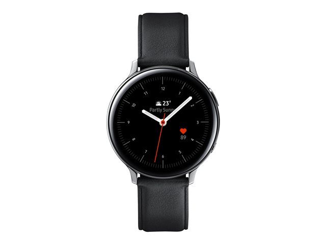 Samsung Galaxy Watch Active 2 - Reloj inteligente de 44 mm Acero Inoxidable Plata con correa de cuero Negro - Pantalla de 1.4" - 4GB - Wi-Fi, NFC, Bluetooth