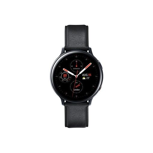 Samsung Galaxy Watch Active 2 - Reloj inteligente de 44 mm acero inoxidable negro con correa de cuero - Negro - Pantalla de 1,4" - 4 GB - Wi-Fi, LTE, NFC, Bluetooth - 4G - 42 g