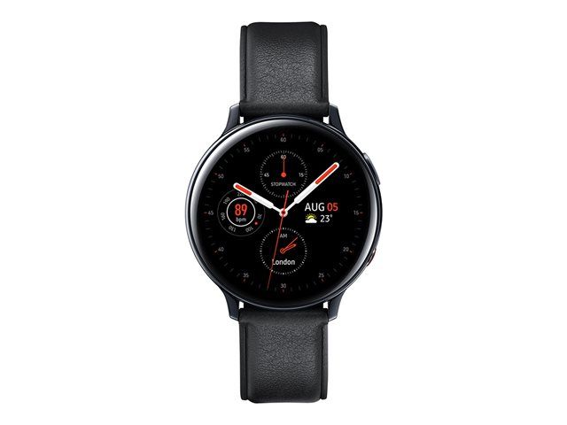 Samsung Galaxy Watch Active 2 - Reloj inteligente de 44 mm acero inoxidable negro con correa de cuero - Negro - Pantalla de 1,4" - 4 GB - Wi-Fi, LTE, NFC, Bluetooth - 4G - 42 g