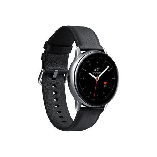 Samsung Galaxy Watch Active 2 - Reloj inteligente de 44 mm Acero inoxidable Plata con correa de cuero Negro - Pantalla de 1.4" - 4 GB - Wi-Fi, LTE, NFC, Bluetooth - 4G - 42 g